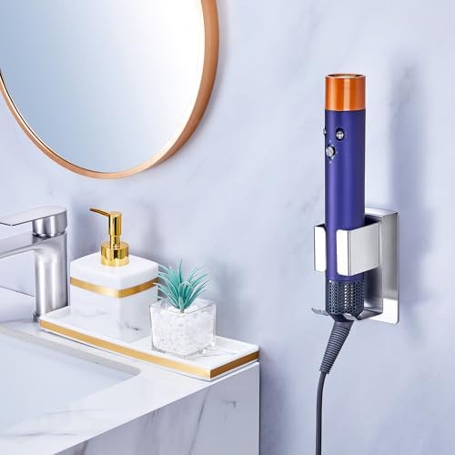 Hair Straightener Holder Wall Mounted Blow Dryer Holder, Blow Dryer and Curling Iron Holder, Hair Dryer and Straightener Holder, Bathroom Hair Tools Organizer and Storage (Silver, 1Pc) - Image 3