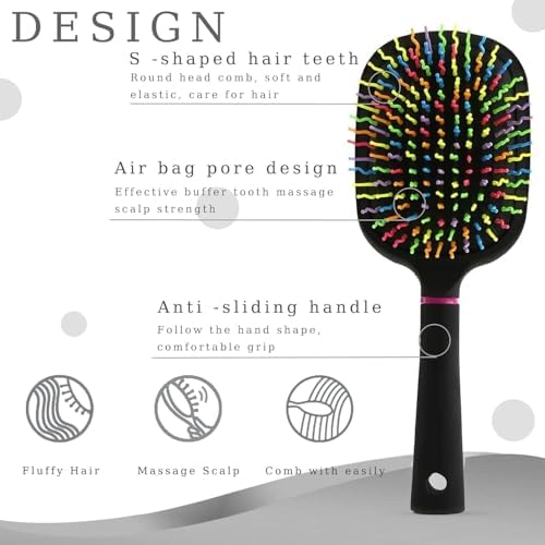 1000RB Rainbow Paddle Mane and Tail Brush Detangler Plastic Forky Comb for Horses - Image 2
