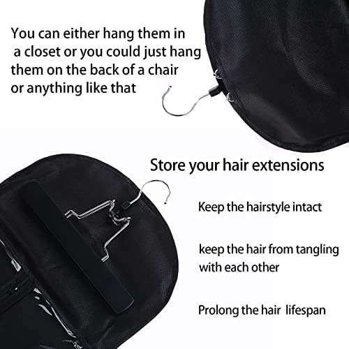 2 Pack Extra Long Hair Extension Holder Wig Storage Bag with Hanger Hairpieces Ponytail Bundles Storage Carrier Case for Store Style Hair Travel Hair Extensions Bag - Image 7