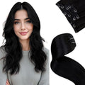 LaaVoo Clip in Extensions Human Hair Black by LaaVoo