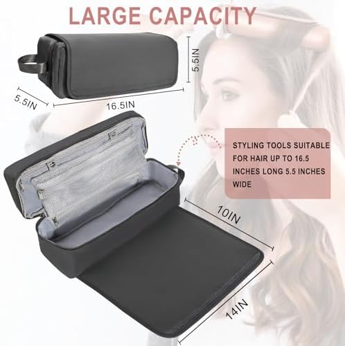 Hair Tools Travel Bag with Heat Resistant Mat Hair Styling Accessories Storage Case for Hair Dryer Flat Iron Straightener Curling Iron Haircare Accessories Travel Essentials for Women - Image 3