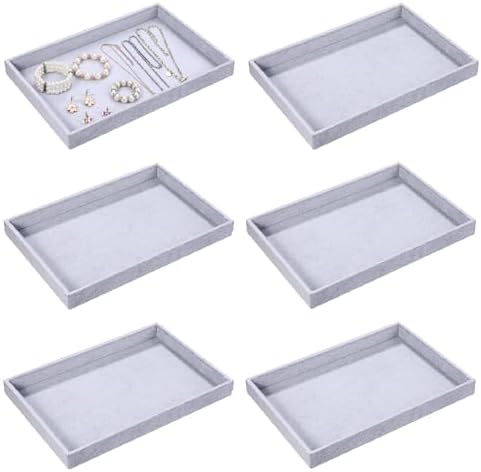 Quelay Velvet Stackable Jewelry Tray Showcase Display Grey 6 Pcs by Quelay