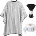 Barber Cape with Neck Brush & Disposable Neck Paper, Black & White Stripes by Unknown