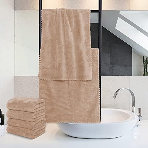 MOONQUEEN 18 Pack Premium Hand Towels - Quick Drying - Microfiber Coral Velvet Highly Absorbent Towels - Multipurpose Use as Hotel, Bathroom, Shower, Spa, Hand Towel 16 x 28 inches (Brown) - Image 3