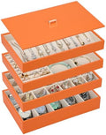 Voova Stackable Jewelry Organizer Tray with Lid (Set of 4, Orange) by Voova