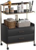 Salon Rolling Trolley with Lockable Wheels Gold Barber Cart by Waktavel