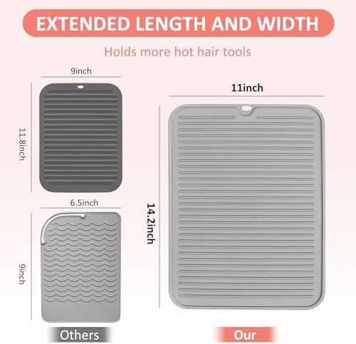 Heat Resistant Large Silicone Mat for Hair Styling Tools - Curling Irons, Flat Irons, Hair Straighteners - Portable Vanity Pad - Image 6