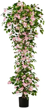 Artificial Bougainvillea Tree -6FT Faux Bougainvillea Tree with Realistic Flowers, Tall Fake Flower Tree for Indoor or Outdoor Decor, Silk Floral Plant for Living Room, Porch, Garden (Pink/White) by Unknown