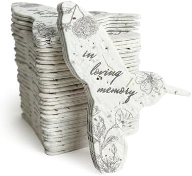 48 Black & White Hummingbird Plantable Memorial Gift Tags by SeedBloom