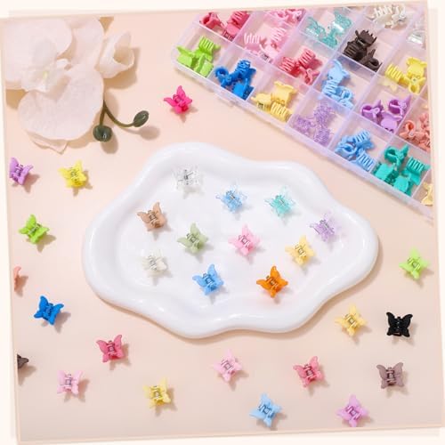 128Pcs 0.6In Mini Butterfly Hair Claw Clips for Toddler Baby Girl, Colorful - Image 4