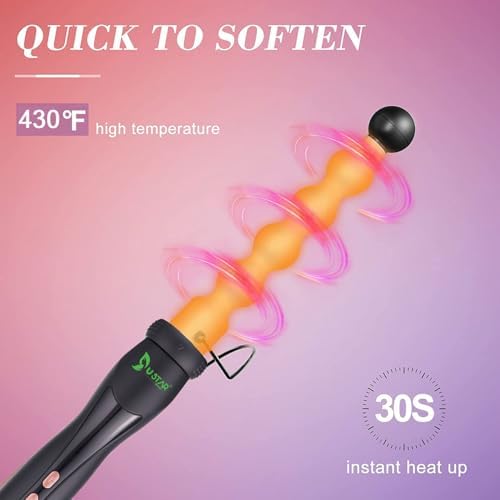 USTAR 5 in 1 Curling Wand for Long Hair, Interchangeable Ceramic Barrels 0.35-1.25 Inch, Dual Voltage Travel Curling Iron with Heat Resistant Glove 2 Clips, Hair Curler for Women Girls Gift - Image 5