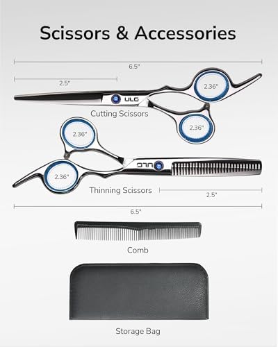 ULG Hair Cutting Scissors Thinning Shears Kit Professional Hairdressing Texturizing Salon Razor Edge Scissor Barber Kit Plus - Image 6