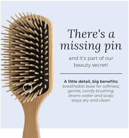 TEK | Rectangular Wooden Hair Brush Big with Long Rounded Teeth in Natural Ash Wood, Ideal for Detangling, Styling and Daily Care of Long and Thick Hair | 22x6cm | Handmade in Italy - Image 6