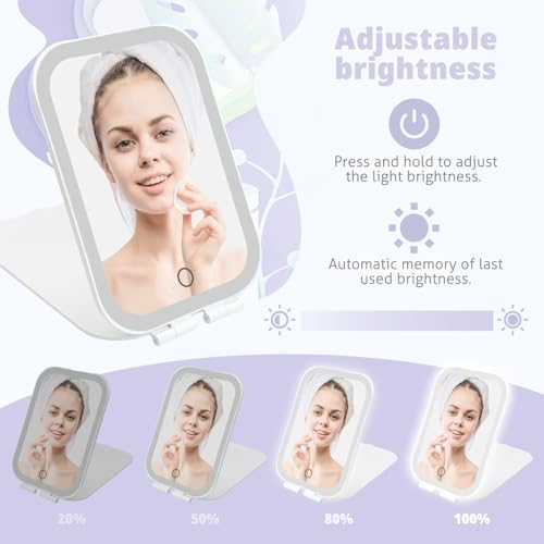 Travel Makeup Mirror, Portable Rechargeable Mirror with Lights - Image 3