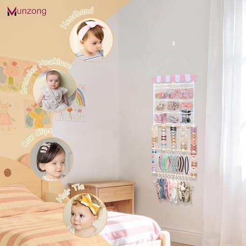 Munzong Headband Holder, Hair Accessories Organizer Pinkish White 15x33Inch - Image 5