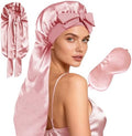 Womens 2Pcs Silk Satin Bonnet Long Hair Bonnets For Sleeping Silky Bonnet With Eye Mask Braids Curly Hairs Sleep Cap by WJingYiJia