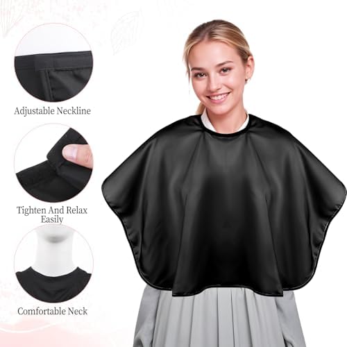 Lusofie 3 Pack Short Barber Cape, Salon Apron Hair Cutting Waterproof Black - Image 2