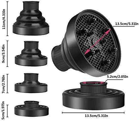 Universal Collapsible Hair Dryer Diffuser Attachment- Salon Grade tool,Lightweight Foldable Portable Travel Folding Design Fit Most of blow Dryers-Black - Image 4