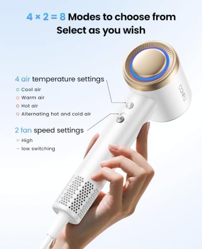 CONFU Hair Dryer with Diffuser for Curly Hair, 300M Ionic Blow Dryer, 110,000 RPM Magnetic Concentrator, 5X Fast Drying, Lightweight & Low Noise Frizz Control for Home Travel Men Women - Image 6