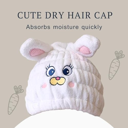 Microfiber Hair Towel Wrap for Kids, Bunny Toddler Quick Drying Cap - Image 2