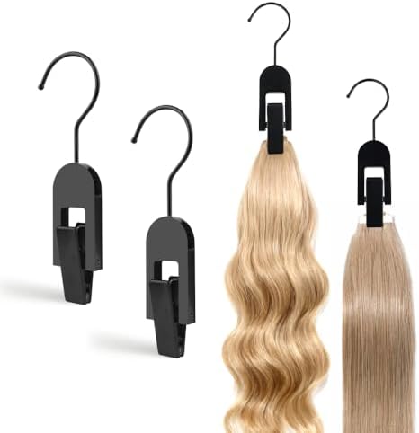 Acrylic Hair Extension Hanger 4Pcs Wig Clips for Salon & Home Hair Storage and Organization 2 In 1 Wig Display Stand with Silicone Protection - Image 7