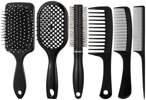 6Pcs Hair Brushes for Women Hair Comb Set Detangler Brush for Men and Women Wet Dry Curly Straight Hair by ProSuites