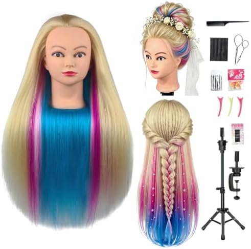 Mannequin Head with Hair 28" Doll Head for Hairdresser & Tripod Stand by Opini