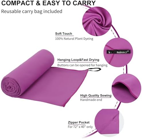Rainleaf Microfiber Towel Quick Dry Camping & Travel & Gym Towel. Compact - Image 2