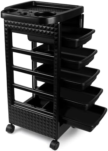 Roixeeds Salon Trolley Cart with Wheels and 5 Drawers, Salon Rolling Cart for Hair Stylist by Roixeeds
