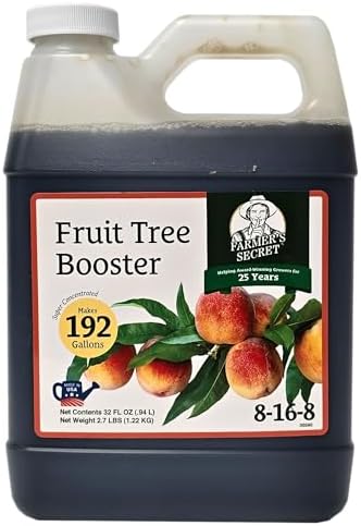 Farmer's Secret Fruit Tree Booster Fertilizer - Super Concentrated and Phosphorus Rich - Formulated for All Fruit Trees Including Peach, Banana, and Apple (32oz) by FarmersSecret
