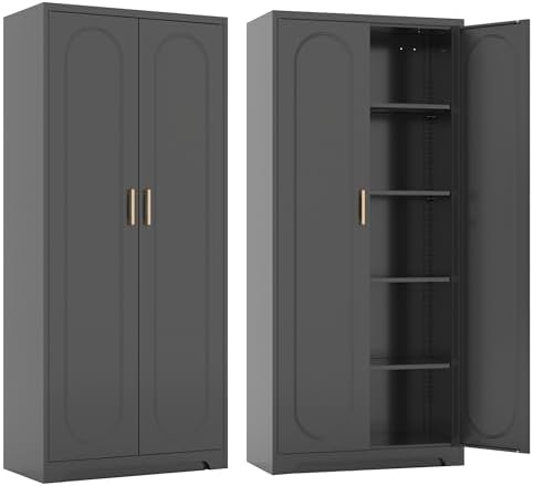 Steeloong 71"Metal Pantry Storage Cabinet with Doors & 4 Adjustable Shelves by Steeloong