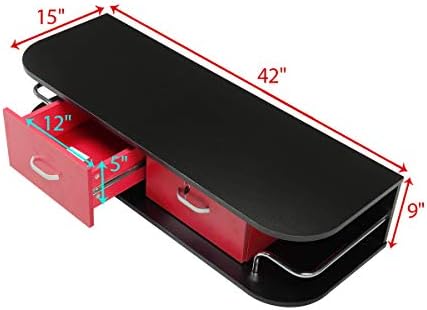 RESHABLE Wall Mount Salon Station with Locked Drawers,Black and Red - Image 4