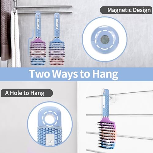 HIPPIH Boar Bristle Hair Brush Set of 2, Detangling Smoothing for Wet & Dry - Image 5
