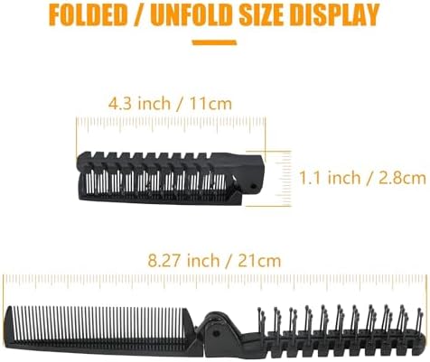 3PCS Travel Foldable Brush, Anti-Static Hair Comb and Double Headed Hairdressing Tool for Men & Women (Black) - Image 5