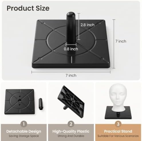 Foam Mannequin Wig Head Stand with Anti-Topple Base Hat Display Stand - Image 2
