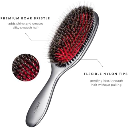 MISEL Professional Boar Bristle Hair Brush for Women and Men | Detangles All Natural Hair Types and Extensions | Reduces Breakage | Great for Wavy and Straight Hair | Salon-Approved | Medium - Image 2