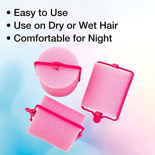 Conair Foam Hair Rollers for Big Volume, Lift and Curl, Foam Rollers, Hair Curlers in Large Size, Pink, 9 Pack with Storage Bag - Image 3