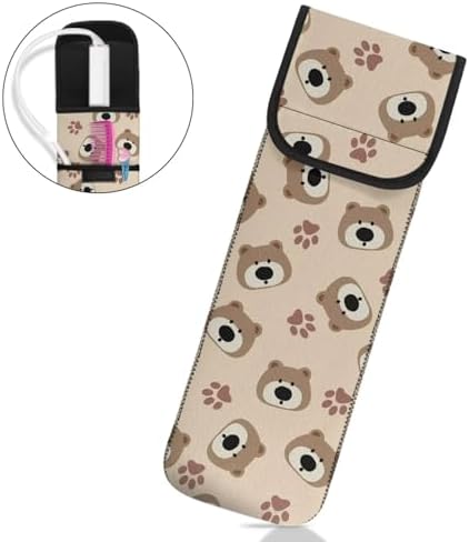 1 Piece Flat Iron Curling Wand Travel Cover Cute Bear Case Bag Curling Wand Travel Case Universal Sleeve Flat Iron Case Heat Resistant Bag Long-Term Use - Image 2