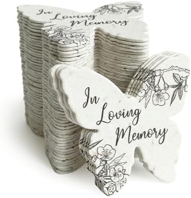 48 Black & White Butterfly Plantable Memorial Gift Tags by SeedBloom