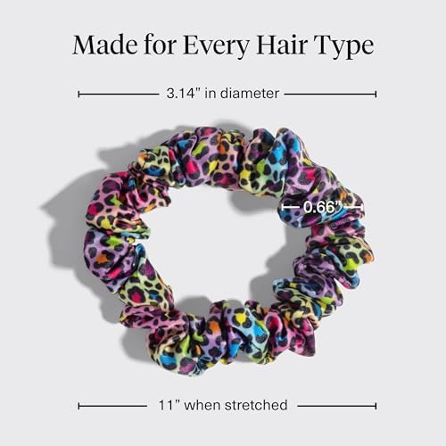 Lisa Frank x Kitsch Ruched Satin Scrunchies for Women- Rainbow Leopard 4pcs - Image 4