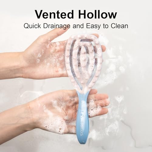 RHOS Scalp Massager Shampoo Brush, Scalp Brush with Handle (Blue) - Image 2