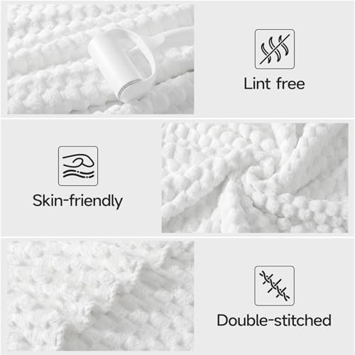 REDKISS White Microfiber Towels Set of 6-35x70 Inches Oversized Bath Sheets, Extra Large Bath Towels Set of 6 for Adults, Super Soft Quick Dry Lint Free Absorbent Waffle Microfiber Shower Towels - Image 5