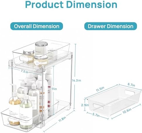 Vtopmart 2 Pack Taller Pull Out Bathroom Under Sink Organizer (S-Higher) - Image 2
