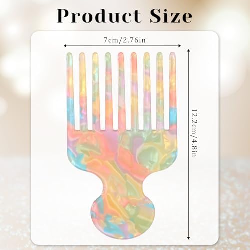 Hair Picks for Women Curly Hair Pick Comb, Wide Tooth Pick Comb for Curls, Long Tooth Hairs Combs, Detangling Lifting Combs, Hairs Styling Tool, 4.8 Inches, Pink, Plastic - Image 2