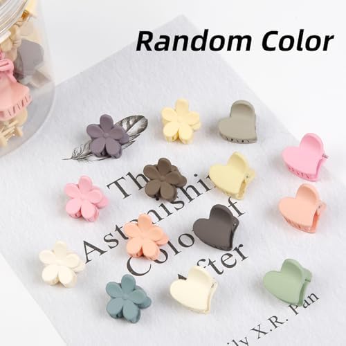 100Pcs Colorful Mini Flower Hair Clips Set, TEBIEKOY Small Hair Clips Mini Heart Hair Claw Clip Cute Jaw Clips Hair Pins Hair Barrettes Tiny Flower Hair Accessories for Women - Image 3