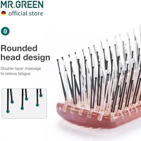 MR.GREEN Hair Brush Crystal Scalp Massage Combs Volumizing Hair Styling Fine Tooth Detangling Tool For Long Wet Dry Hair Women Gift (Pink, Small) - Image 4
