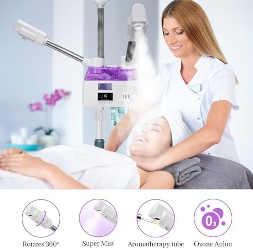 3 in 1 Facial Steamer,Professional Facial Steamer with 5X Magnifying LED Lamp, Esthetician Steamer with Hot & Cold Mist, Face Steamer On Wheels for Salon Spa Beauty Skin Care - Image 3