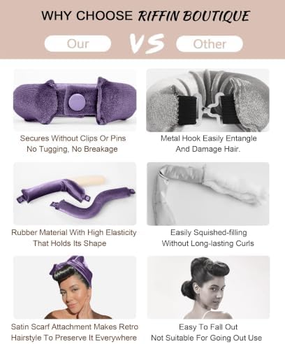Classic Heatless Curls Overnight Rods No Heat Hair Curlers to Sleep in Foam Soft Hair Rollers for Thick & Long Hair Blowout Look, Heatless Flexible Curling Rod Set with Satin Wrap for Sleeping - Image 6