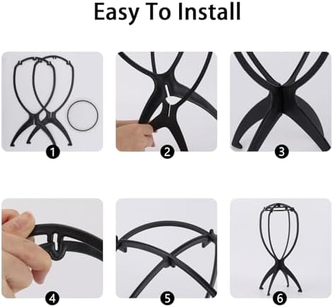 Tecbeauty 4Pcs Wig Stand with 8Pcs Wig Dust Bag, Portable Wig Holder Wig Head Stand for Women Multiple Wigs (Black) - Image 5