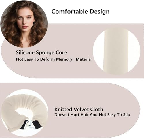 Overnight Hair Curlers Heatless Curls,SXWFYZ No Heat & Damage Velvet Curling Rods Hair Rollers for Long Short Hair Care Styling Tools(Champagne 3PCS W/Silk Scarf) - Image 4